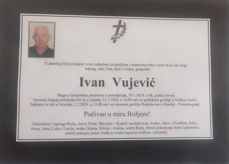 Read more: Sahrana Ivana Vujević-a bit će  1.veljače u 13 sati na groblju Radoševina