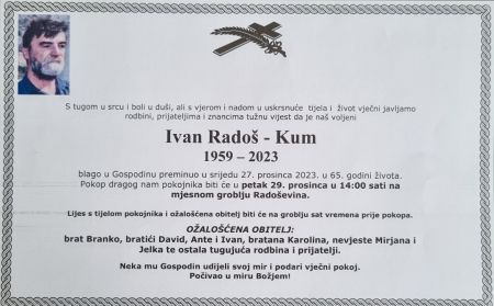 Read more: Sahrana Ivana Radoša - Kuma  je 29.12.u 14 sati