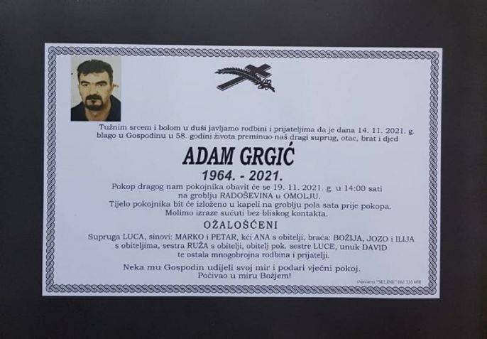 Adam Grgic osmrtnica 2