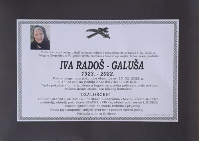 Iva Rados osmrtnica 2