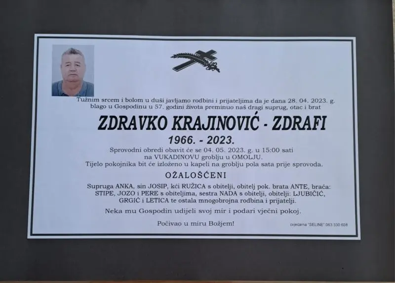 Read more: Sahrana Zdravka Krajinovića 